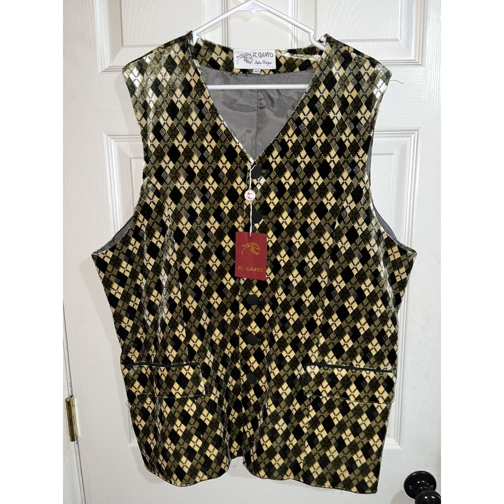 Ll Canto Designer Mens Vest, Geometric , 42 , Italian, 90s,grandpa core‎